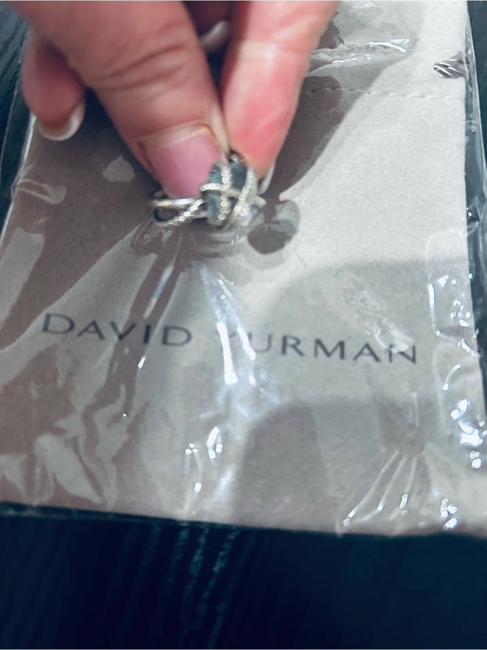 David Yurman Silver Ring with Light Blue Gem and Pavé Accents SZ 6 💯Authentic - Picture 5 of 6